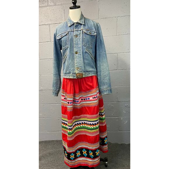 Vtg 1970s Wrangler Beaded Native American Med Wash Denim Jacket Honest Wear - Picture 16 of 16